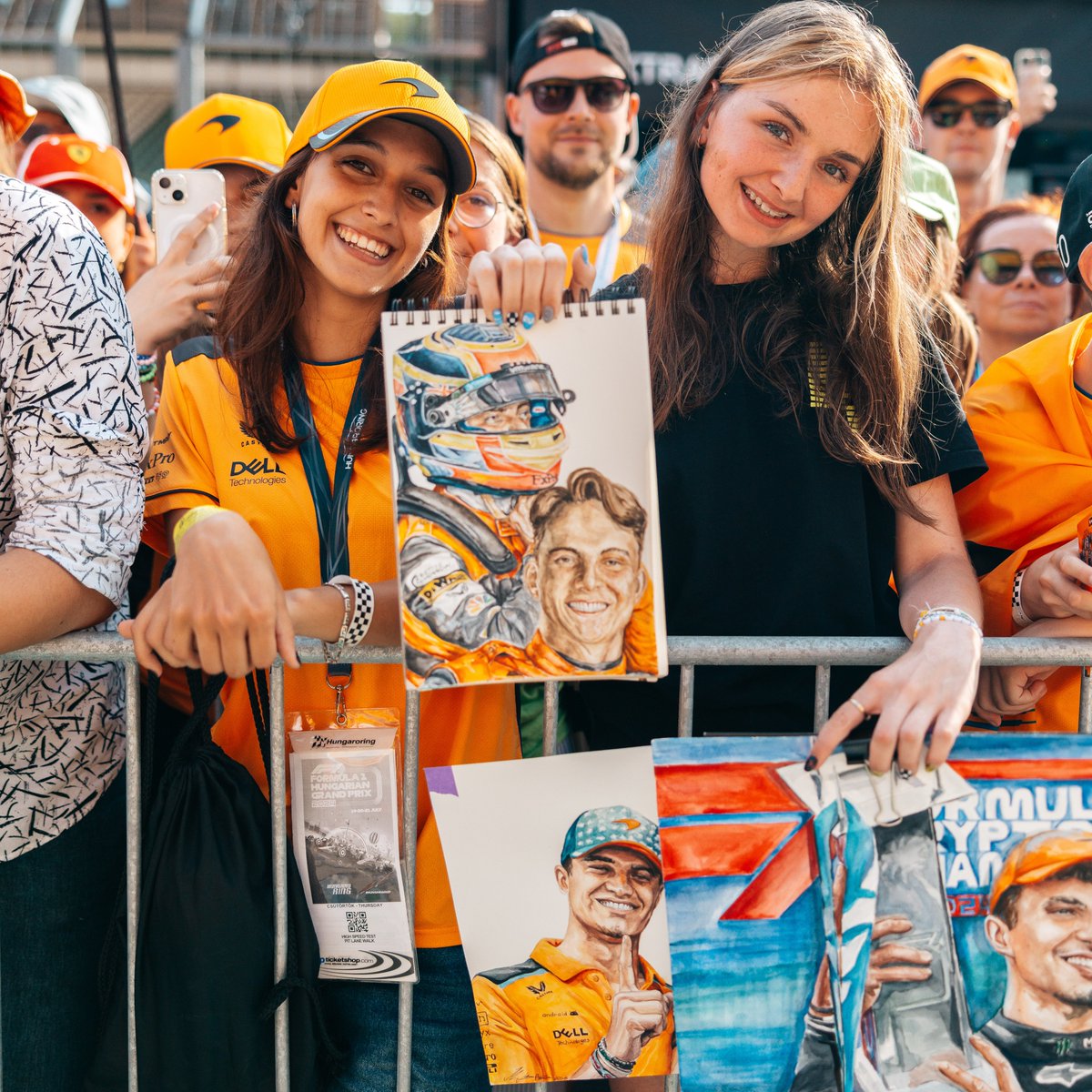 McLarenF1's tweet photo. Papaya fans, we see you! 🧡

#HungarianGP 🇭🇺 https://t.co/eBS3etxFIt