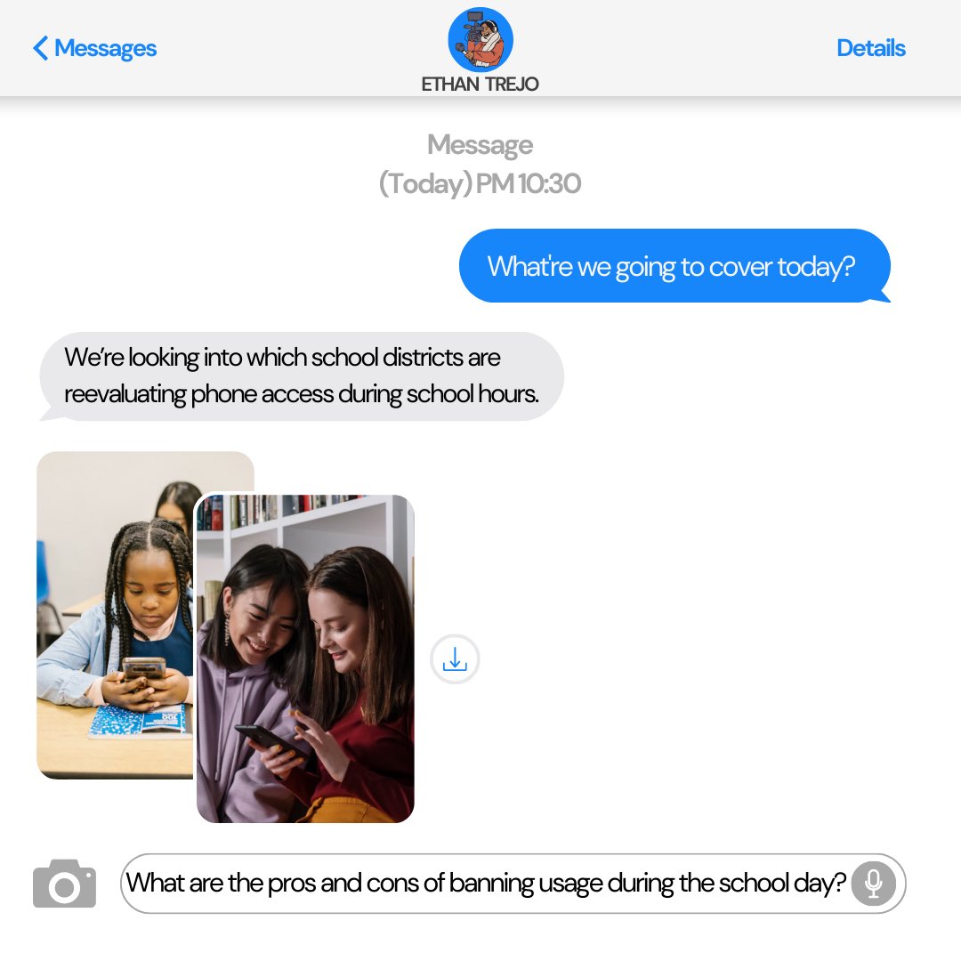 EthanTrejo210's tweet photo. WHAT’S THE SITCH? School districts are having SERIOUS conversations about cell phone usage during school hours. What are the pros and cons? And where will the lines be drawn? Find out tonight!
@News4SA @KABBFOX29
#woai #kabb #news4sanantonio #foxsa https://t.co/ZpkEvxpNoO