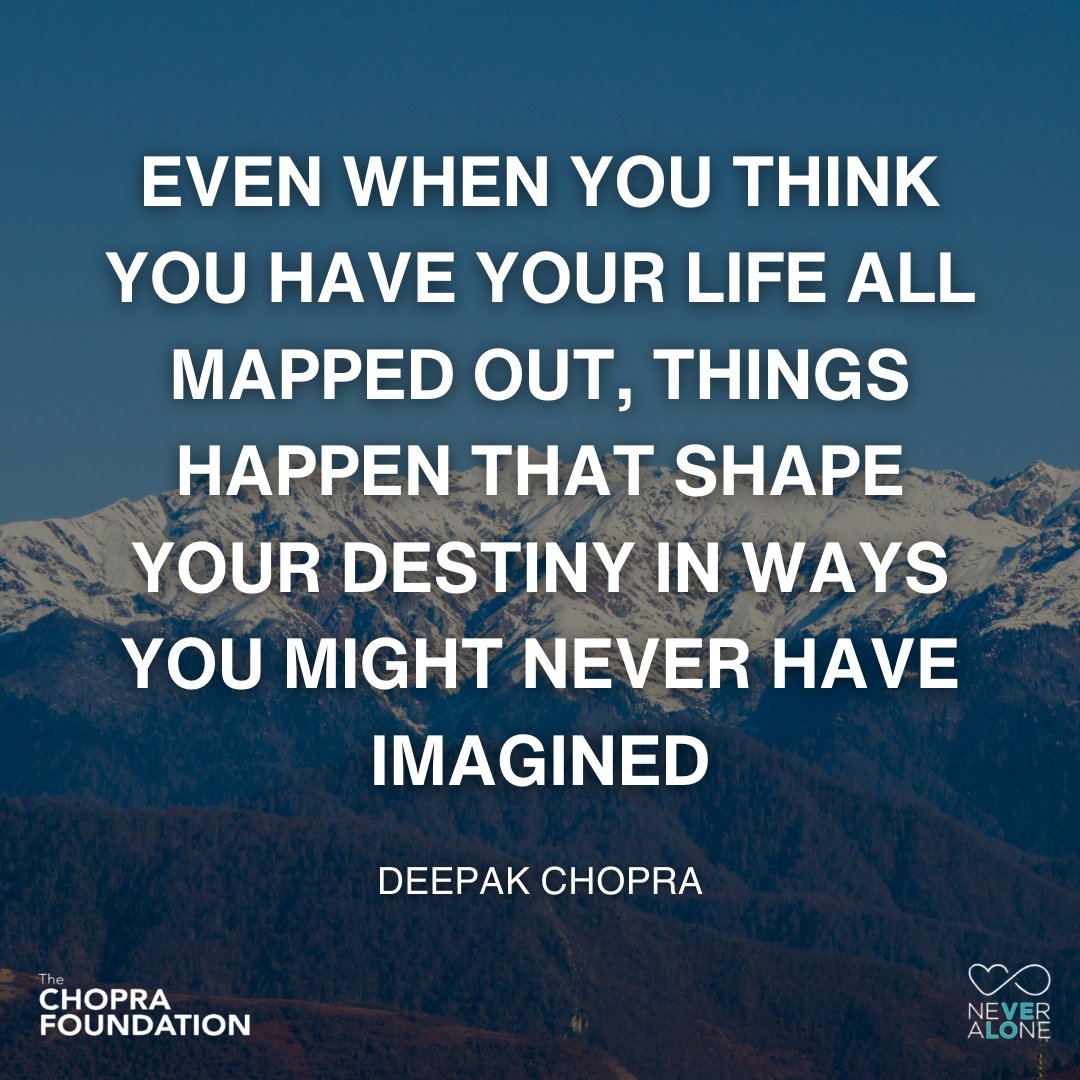 NeveraloneWorld's tweet image. Life's journey is filled with unexpected twists that shape our destiny. Embrace the unknown, for even when you think your path is mapped out, the universe unfolds its magic in ways beyond imagination. 🌟✨ #EmbraceTheUnexpected #DeepakChopraWisdom #DestinyUnveiled