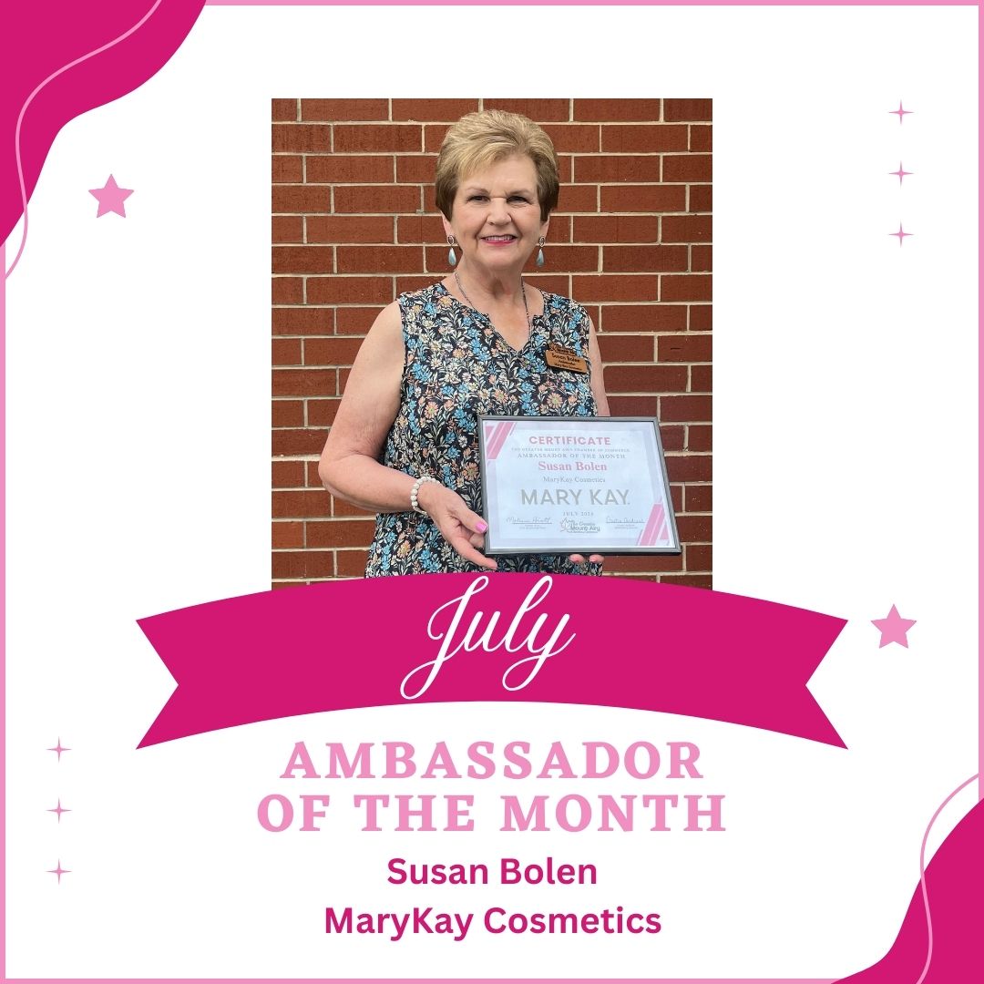 Let's give a big hand to Susan Bolen of Mary Kay Cosmetics, our Ambassador of the Month! 🎉 Susan's dedication to our cause is truly remarkable. Congratulations, Susan, for setting the standard of ambassadorial excellence! 🌟