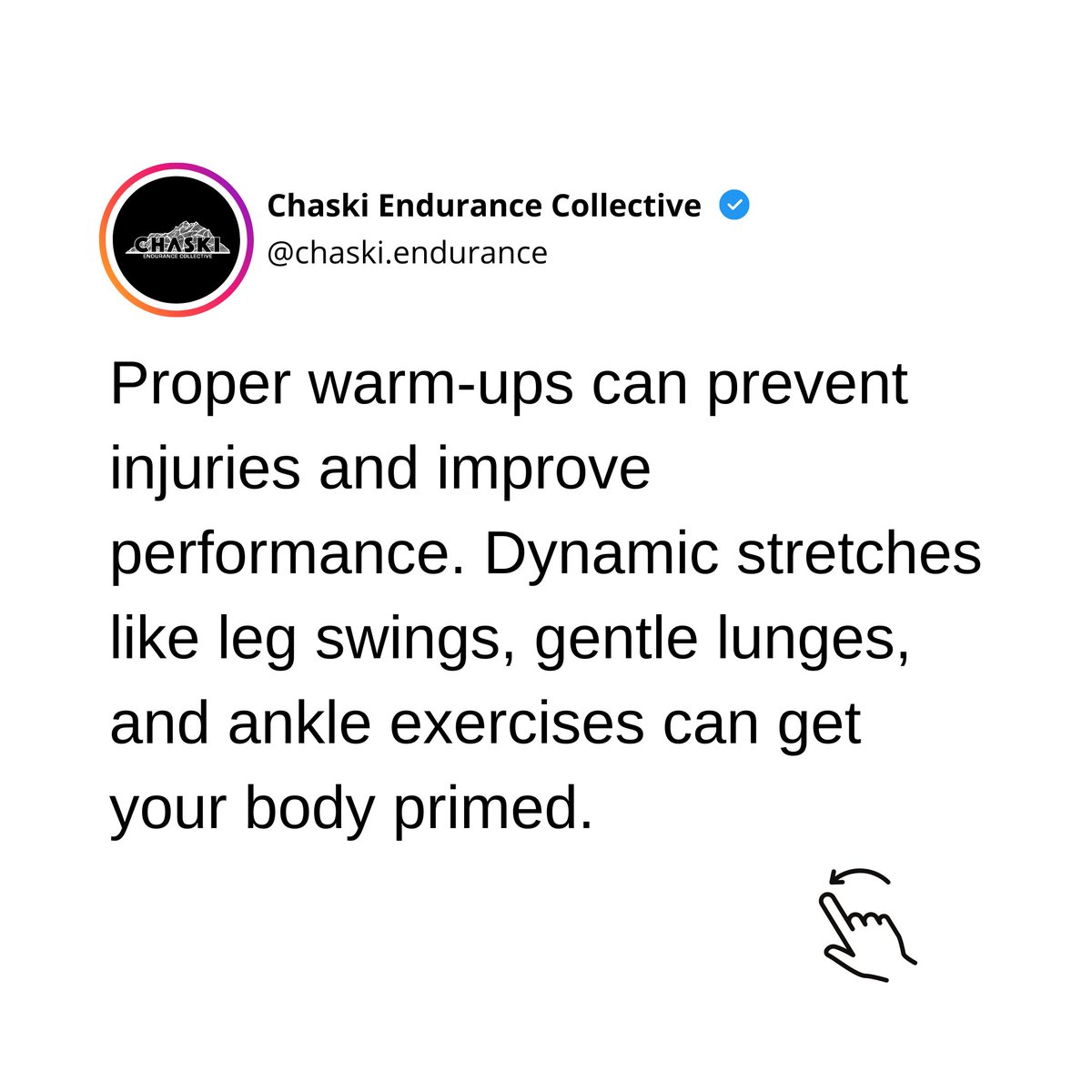 chaskiendurance's tweet image. Warm-Up Wonders: Prepare Like a Pro! 🔥🏃‍♀️ Improve performance and prevent injuries with proper warm-ups. Learn more with @chaski.endurance. #WarmUpRight #InjuryPrevention #RunReady