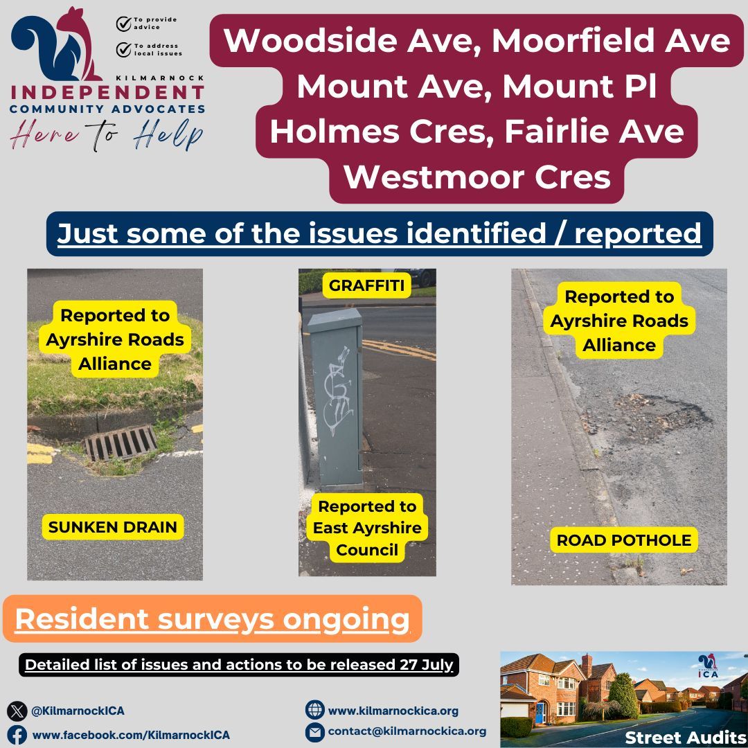 KilmarnockICA's tweet photo. 🏠 This week’s street audits in Kilmarnock Central West and Gargieston revealed key issues like the ones attached. Thanks to everyone who submitted feedback online! Results due soon. #Kilmarnock #LocalSolutions #Community #CommunityDriven #LocalChange #YourVoiceMatters https://t.co/McOTc5Xnws