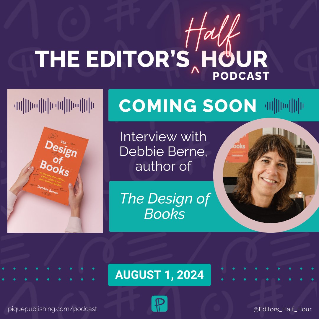 I'm excited to share my interview with <a href="/debbieberne/">Debbie Berne</a>, the author of The Design of Books, published by The University of Chicago Press (<a href="/UChicagoPress/">UChicagoPress</a>). She shares so many helpful tips for editors, I can't wait to post this episode! press.uchicago.edu/ucp/books/book…
