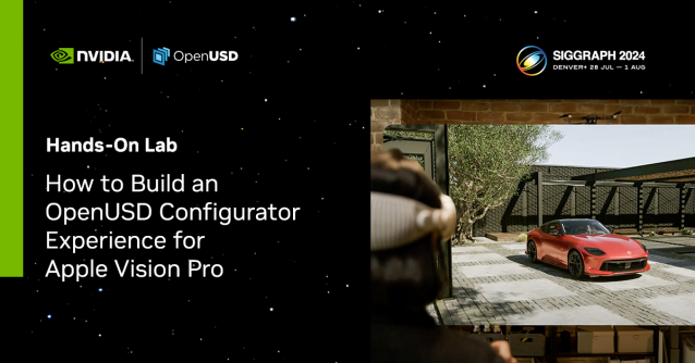 VirtualGFX's tweet photo. Don't miss this exciting opportunity at #SIGGRAPH2024 to build an Apple Vision Pro app and set it up to communicate with a product configurator built with #NVIDIAOmniverse and #OpenUSD. https://t.co/BLZHR0uerJ https://t.co/S3IDWREqOh