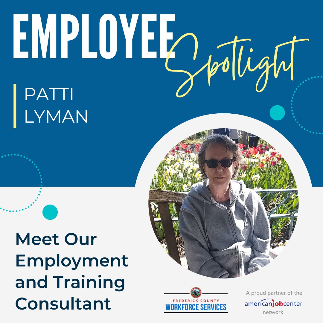 frederickworks's tweet image. Meet Patti Lyman! Patti is an Employment and Training Consultant for Frederick County Workforce Services. READ MORE: ow.ly/ATqr50SF7Kc #WorkforceServices #CareerPathways #EmployeeSpotlight #WorkforceChampion