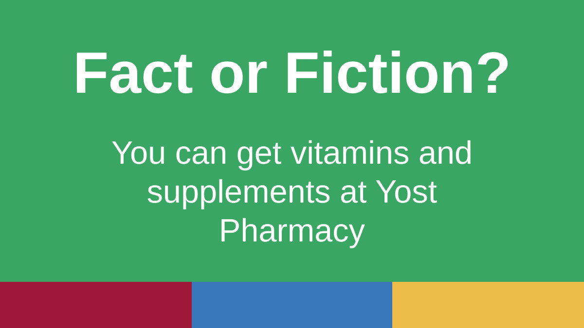 YostPharmacy's tweet photo. Fact! Our staff is committed to providing you with the highest customer service. We are happy to assist you with finding health products to benefit your fitness.

https://t.co/0EQlaA0Rnx

#YostPharmacy #Vitamins #Supplements https://t.co/IngVsrjF84