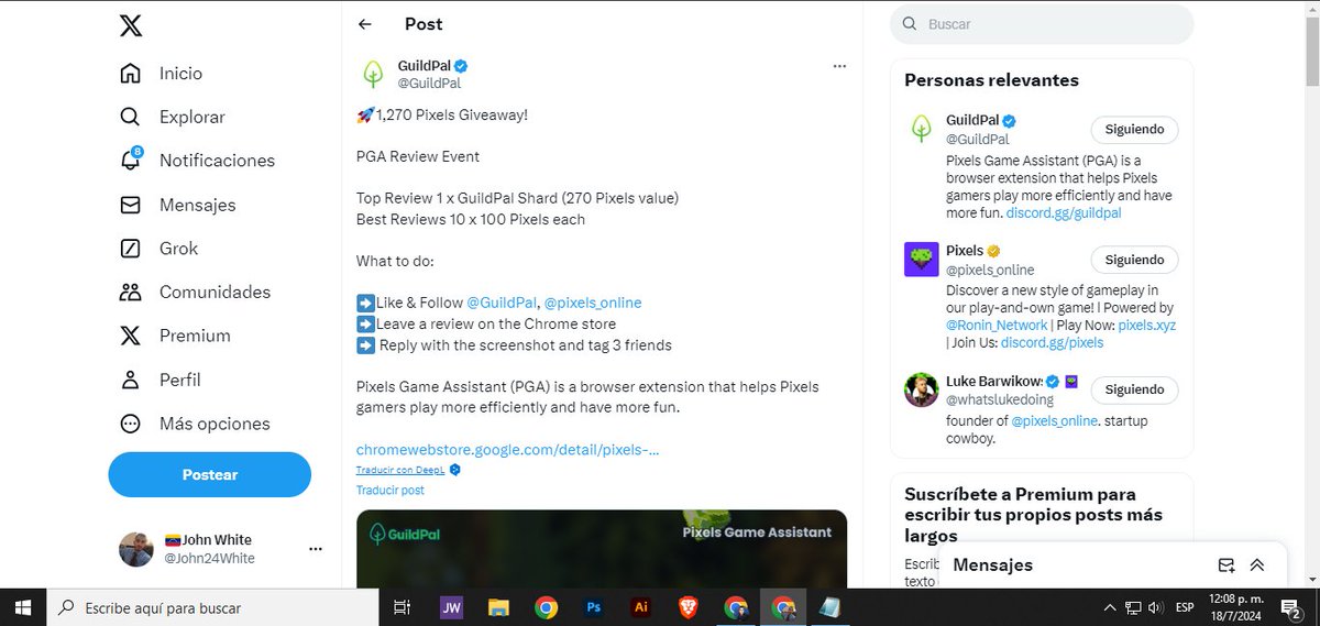 John24White's tweet photo. @GuildPal @pixels_online @whatslukedoing @heidichristne Done my friends. thanks for the excellent giveway

Tag🏷
@Crypto_Army10
@jhonjinjit
@cryptonite_s https://t.co/kyP8gzT4At