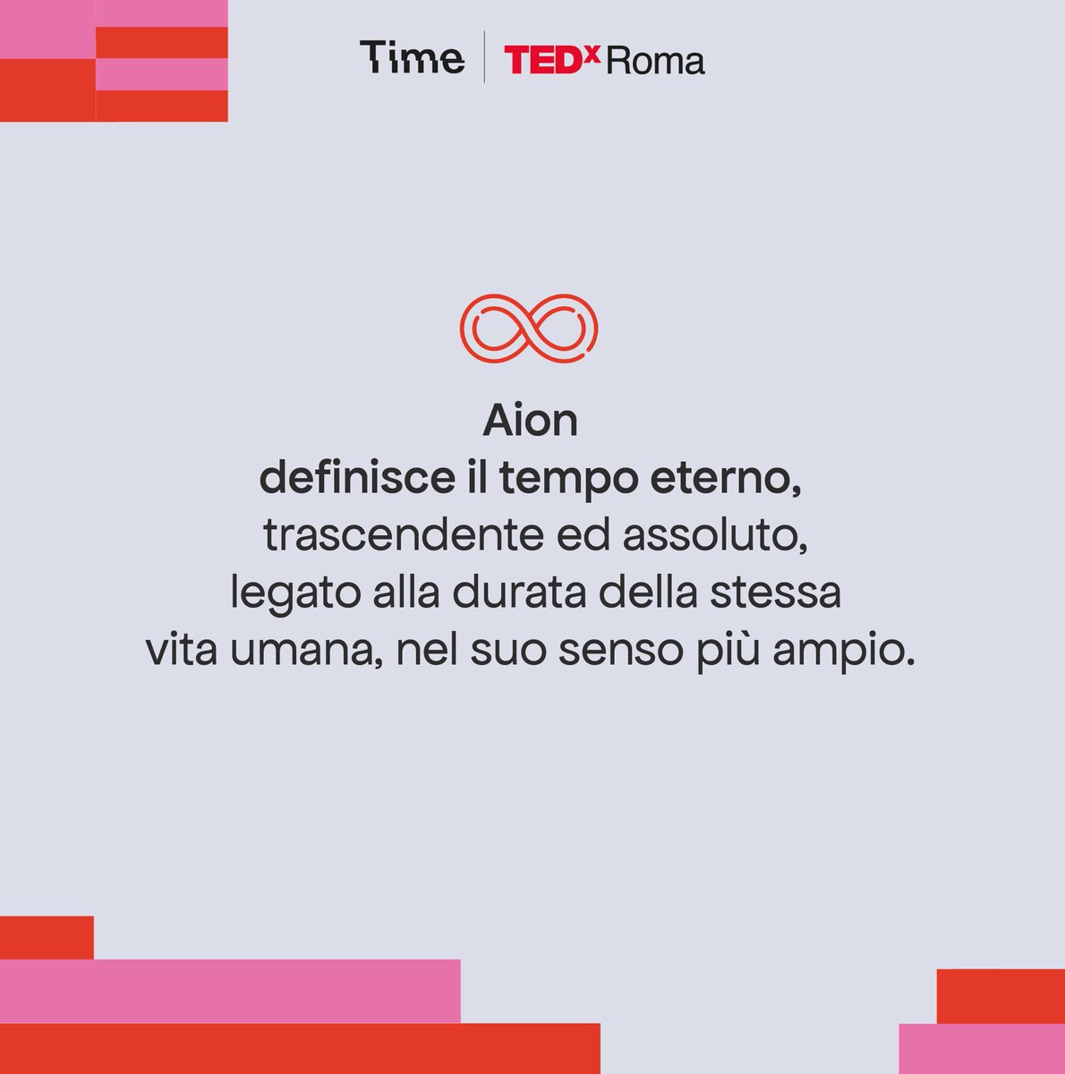 TEDxRoma's tweet photo. Aion è il tempo eterno e trascendente, che scorre incessante e travolge tutto, trasformando e ricreando. 

Può sembrare spaventoso, ma è sede di opportunità di progettualità: scopriamo insieme come raggiungerlo.

🎟️Ottieni il biglietto ➡️ https://t.co/4TXkRCyCbn

#TEDxRoma2024 https://t.co/r9O3DTehTp
