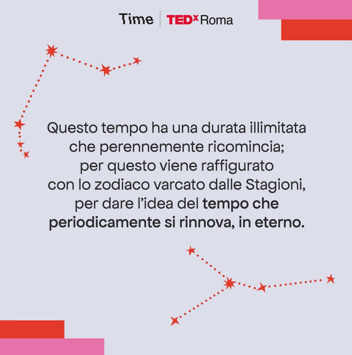 TEDxRoma's tweet photo. Aion è il tempo eterno e trascendente, che scorre incessante e travolge tutto, trasformando e ricreando. 

Può sembrare spaventoso, ma è sede di opportunità di progettualità: scopriamo insieme come raggiungerlo.

🎟️Ottieni il biglietto ➡️ https://t.co/4TXkRCyCbn

#TEDxRoma2024 https://t.co/r9O3DTehTp
