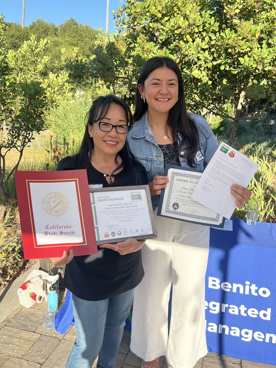 SBCVOTE's tweet photo. We are excited to announce, we have been certified as #GreenBusiness in San Benito County!♻️ After our building fire in September 2023, the team had to implement new practices to #preventpollution, #reducewaste, #conserveenergy, #savewater, and overall operate more sustainably💚 https://t.co/DrtgTOOAZU