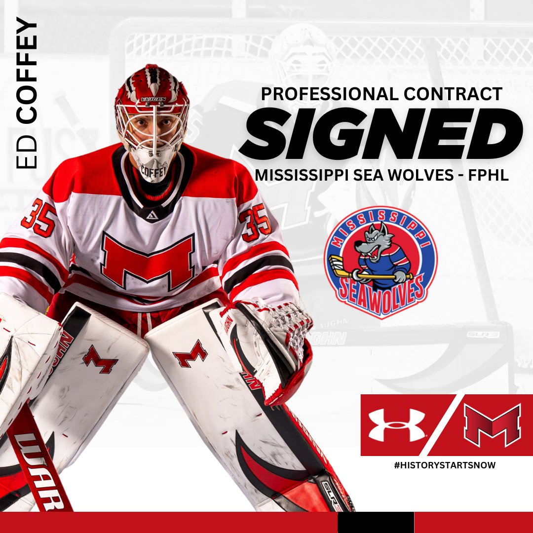 Congrats to goaltender, Ed Coffey, on signing a pro contract with the <a href="/SeaWolvesHockey/">Mississippi Sea Wolves</a>! While at Maryville, Coffey posted a 36-22-0 record with a .913 save percentage and 2.17 goals against average. #ProDawgs #Unleashed #HistoryStartsNow