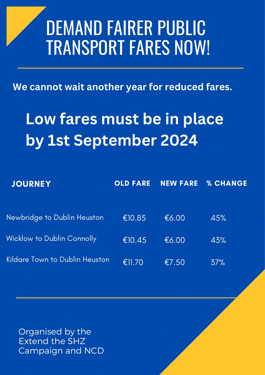 We submitted cross-community, cross-party proposal today to <a href="/lawlessj/">James Lawless</a> &amp; <a href="/EamonRyan/">Eamon Ryan</a> for an interim reduction of fares from
September’24 for the hard pressed commuter belt due to the delay in roll out of the new Dublin Commuter Zone until March ‘25