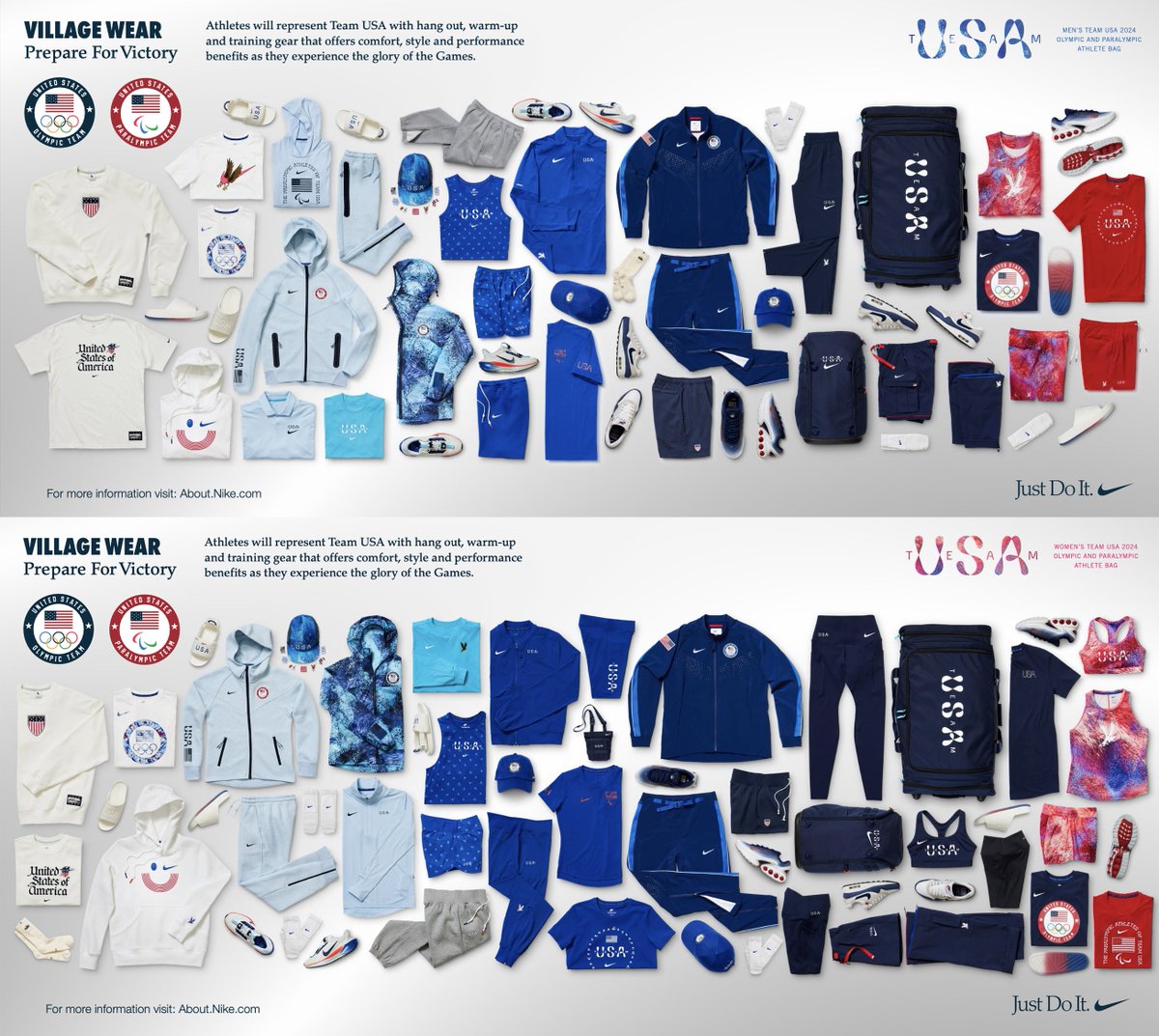FOS's tweet photo. A look at Nike's full haul of 2024 Olympic gear for the members of Team USA 🇺🇸

All 592 athletes will begin being fitted today. https://t.co/mZtbYzekp5