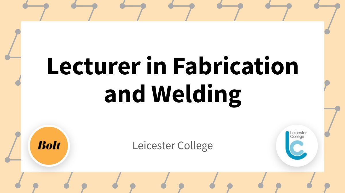 Now hiring! Lecturer in Fabrication and Welding at Leicester College - 📍Leicestershire  - Apply on our website or browse through 1,000s of FE, Skills &amp; Learning jobs hiring right now 🙌buff.ly/3zK2VY5