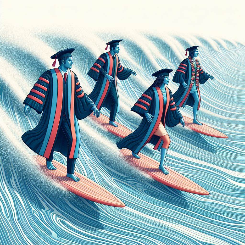 SURFEANDO CON LA IA GENERATIVA: INNOVACIÓN Y ADAPTABILIDAD EN EL ACTUAL PANORAMA ACADÉMICO 
😯 La IA generativa llegó de repente, exigiendo una adaptación e innovación más allá del reto. #InnovaciónEducativa