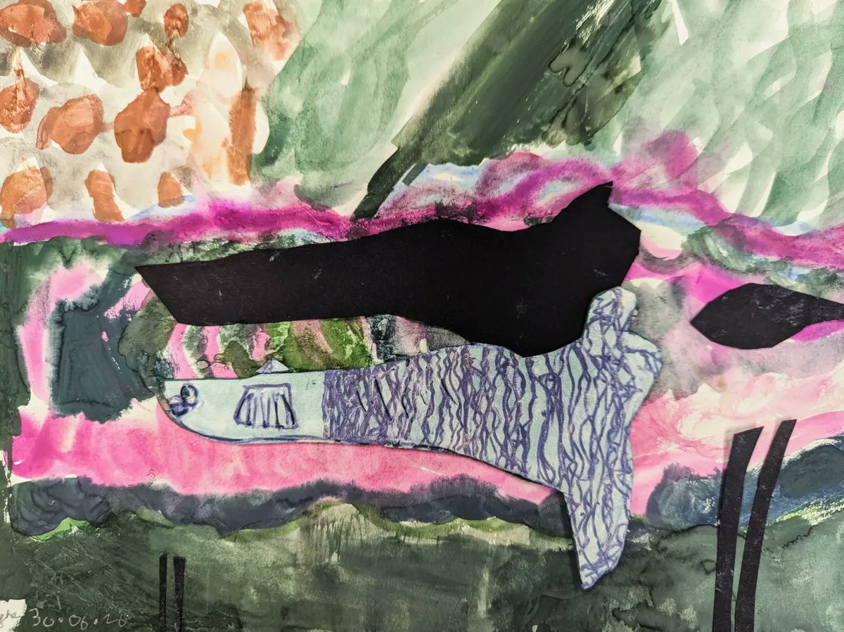 Mixed media collages by our talented Year One artists! Pupils first used watercolours following wet-on-wet and wet-on-dry techniques to create their backgrounds, &amp; once dried, added their foam blocks used for printing earlier this week - along with dramatic shadow shapes! @nsead