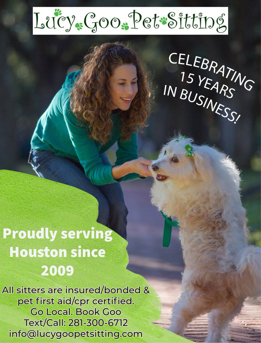 LucyGooPets's tweet photo. July 2024 marks 15 years in business! Thank you, Houston, for the fuzzy memories!!! 
#Houston #pets #petsitting #dog #cat #dogwalking #anniversary #houstonstrong #texaspets https://t.co/Bdln7qPQ6Q
