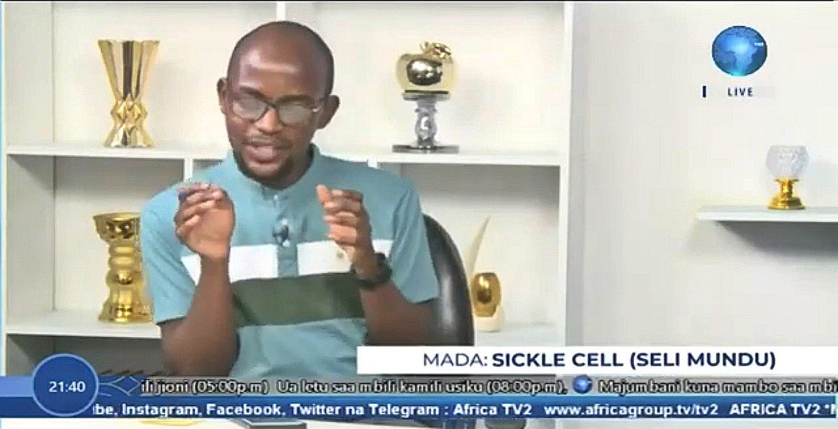 Drjoshuabmunema's tweet photo. As of 2020, Tanzania ranks in Top 5 countries worldwide with high rates of Sickle Cell Disease, with about 11,000 children born with SCD annually. This tuesday i had a priviledge to address the public and respond to questions on the disease! via @AfricaTvCh2 [1/2]
 #SCD #TsNow🤾🏾 https://t.co/b6NWnSd3N6