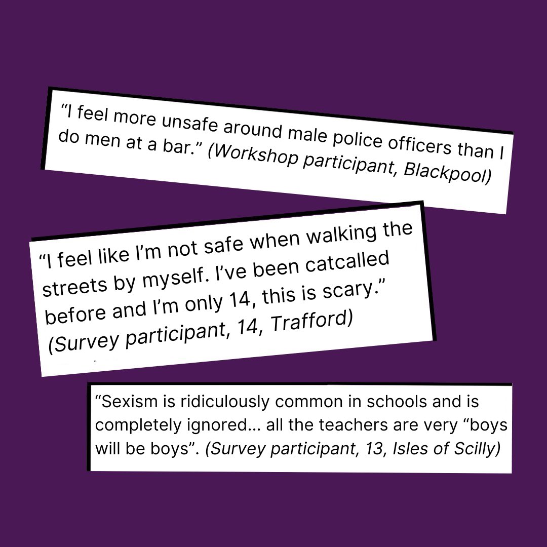 EVAW Coalition (@evawuk) on Twitter photo 📣 NEW report by <a href="/PlanUK/">Plan International UK</a> exposes how unsafe girls feel in public spaces, and how commonplace sexual harassment is in their day to day lives
🗣️ Girls in the UK are telling us loud and clear: they are not experiencing the progress on gender equality they were promised 📣 NEW report by <a href="/PlanUK/">Plan International UK</a> exposes how unsafe girls feel in public spaces, and how commonplace sexual harassment is in their day to day lives
🗣️ Girls in the UK are telling us loud and clear: they are not experiencing the progress on gender equality they were promised
