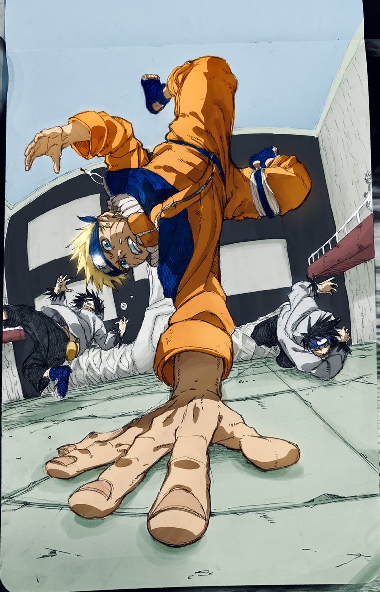 mikeyartbook's tweet photo. Naruto and Kiba 
Perspective piece colored 
#BORUTO #naruto https://t.co/t6A95RabVw