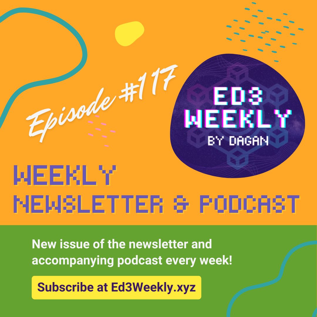 🎧 Hey all you podcast listeners!! The new episode is out!

In this episode of <a href="/Ed3Weekly/">Ed3Weekly</a>, I summarize ⁠⁠⁠Issue 117 of the newsletter⁠⁠⁠

We talk about some new excitement in the web3 world and how that is spilling over to the education space

🔗 open.spotify.com/episode/6Op4XF…