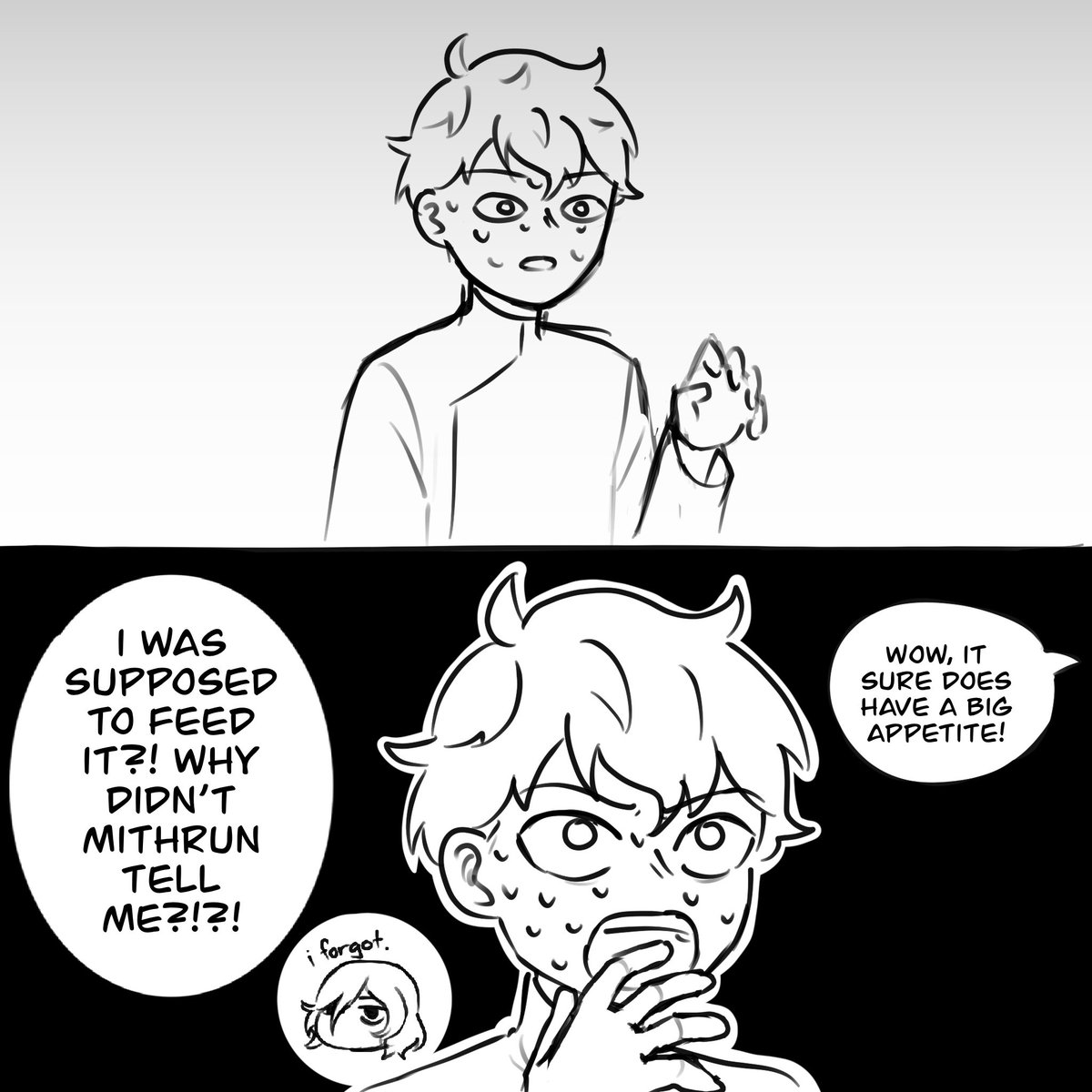 canofcians's tweet photo. some extras about the fairies in my fangame

(they might not need to eat and just absorb mana or something, but i thought it'd be funny)

#dungeonmeshi #kabru #laios #mithrun https://t.co/RbxkBJ50KY