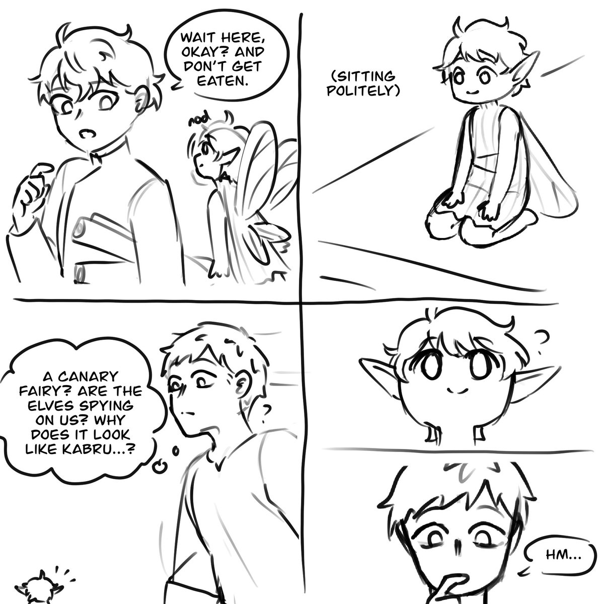 canofcians's tweet photo. some extras about the fairies in my fangame

(they might not need to eat and just absorb mana or something, but i thought it'd be funny)

#dungeonmeshi #kabru #laios #mithrun https://t.co/RbxkBJ50KY