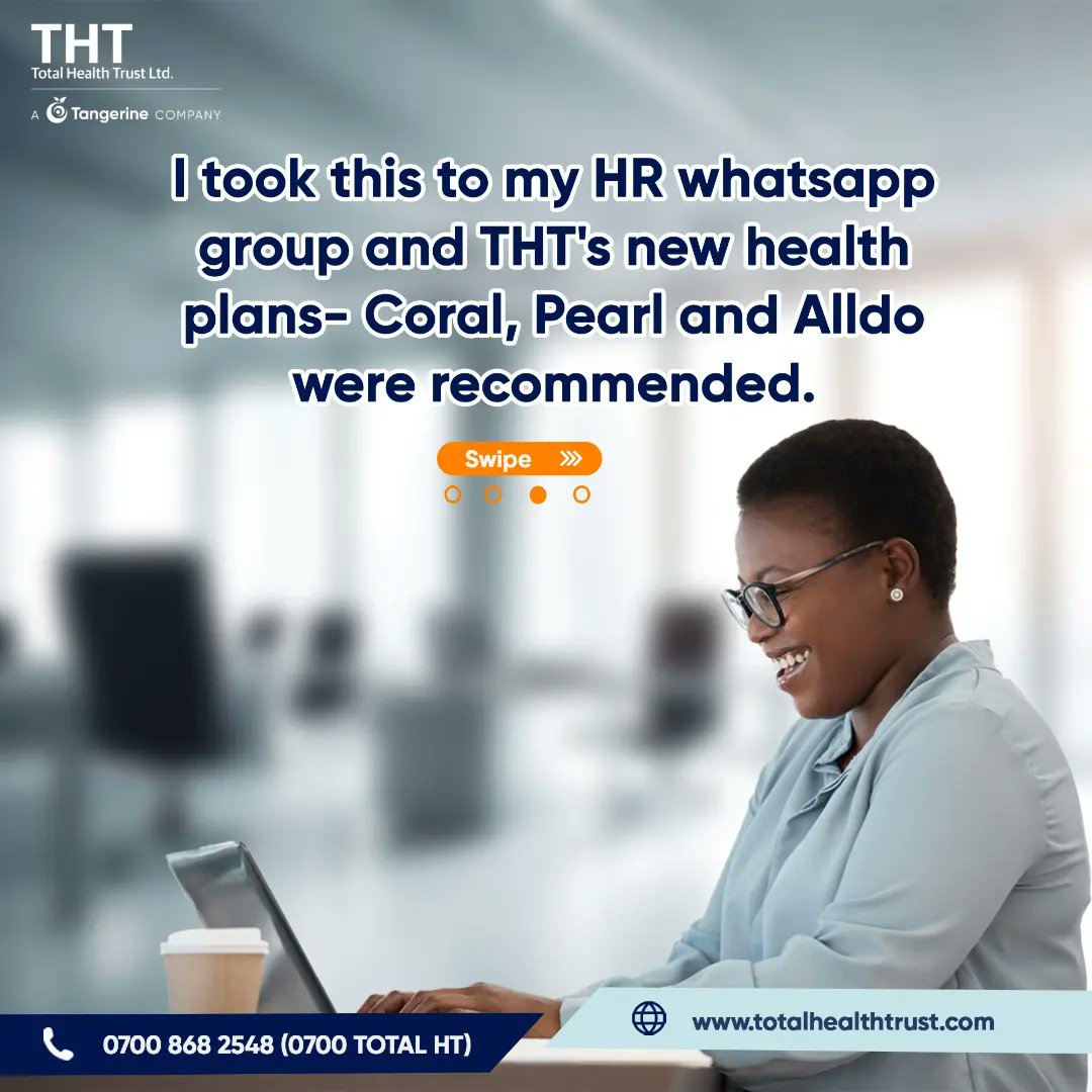 tht_hmo's tweet photo. Be like Oluwatomi, get your employees to enjoy a flexible, cost-effective plan with amazing benefits on any of our new health plans: Coral, Pearl and Alldo
#TotalHealthTrust #HealthandWellness #Alldo #Coral #Pearl https://t.co/wPLw0ea5hw