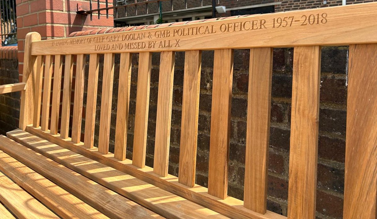 GMBPoliticsLDN's tweet photo. Gary Doolan was an inspiration to so many.  
We were pleased to attend the unveiling of a bench in his memory today, joined by his family, friends and colleagues. https://t.co/R9CWa58sb3