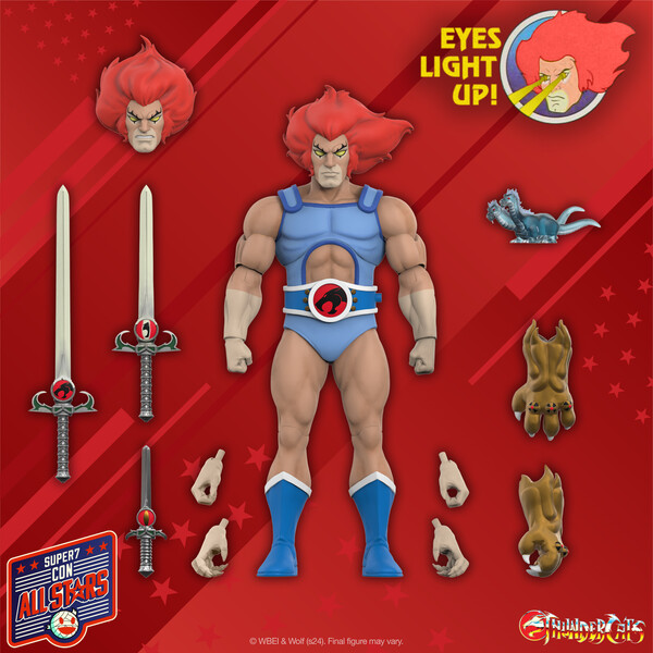 super7store's tweet photo. Lighting up San Diego! Debuting at Comic-Con 2024, this ThunderCats ULTIMATES! Lion-O™ figure features an all-new sculpt with battery-powered light-up LED! Visit Super7 Booth 2543 to order directly from the Super7 warehouse with FREE domestic shipping thru Sun 7/28!  #Super7 https://t.co/7rcknTGAnz