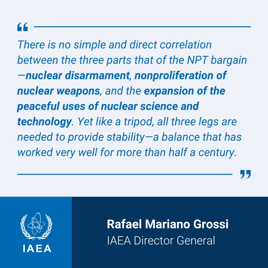 iaeaorg's tweet image. Nuclear must be part of the solution to 🌍 challenges incl. climate change &amp;amp; energy insecurity. That means widening access to its life-affirming uses &amp;amp; reinforcing global efforts against its weaponization says @rafaelmgrossi in @ForeignAffairs: bit.ly/3Se4L9Y
#NPTRevCon