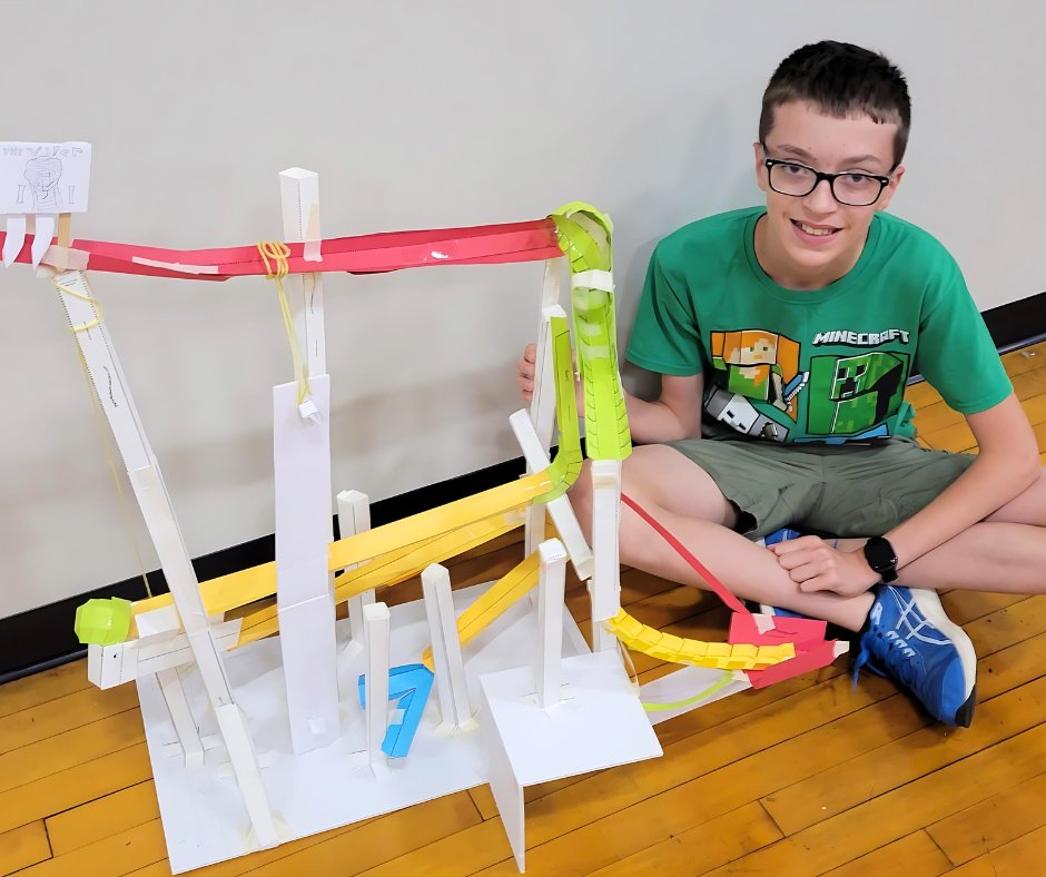 EFKCorp's tweet image. Newton called. He wants his laws back. We politely declined.

EFK of Buffalo showcasing their paper roller coasters with so many twists and turns, designed to make your head spin.

#EngineeringForKids #STEM