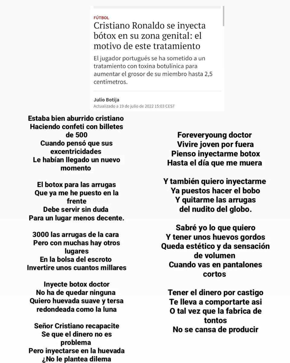 TheNewRomancero's tweet photo. A @Cristiano se le va de las manos los retoques estéticos #CristianoRonaldo #poesia #humor https://t.co/M7SqLSxfeh