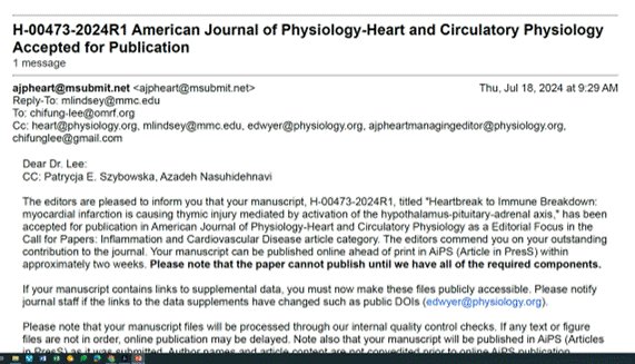 Dr. Chi Fung Lee (@chifungleephd) on Twitter photo What a great week before #BCVS24 with two pieces of work accepted! (1) Excellent and efficient efforts from my 1st year graduate student <a href="/PESzybowska/">Patrycja E. Szybowska</a> and postdoc <a href="/azinasuhi/">Azadeh Nasuhidehnavi</a> on this editorial <a href="/ajpheartcirc/">AJP-Heart and Circ</a> about thymus, cardiac immunology and MI at Yonggang Ma lab <a href="/USouthFlorida/">University of South Florida</a>. What a great week before #BCVS24 with two pieces of work accepted! (1) Excellent and efficient efforts from my 1st year graduate student <a href="/PESzybowska/">Patrycja E. Szybowska</a> and postdoc <a href="/azinasuhi/">Azadeh Nasuhidehnavi</a> on this editorial <a href="/ajpheartcirc/">AJP-Heart and Circ</a> about thymus, cardiac immunology and MI at Yonggang Ma lab <a href="/USouthFlorida/">University of South Florida</a>.