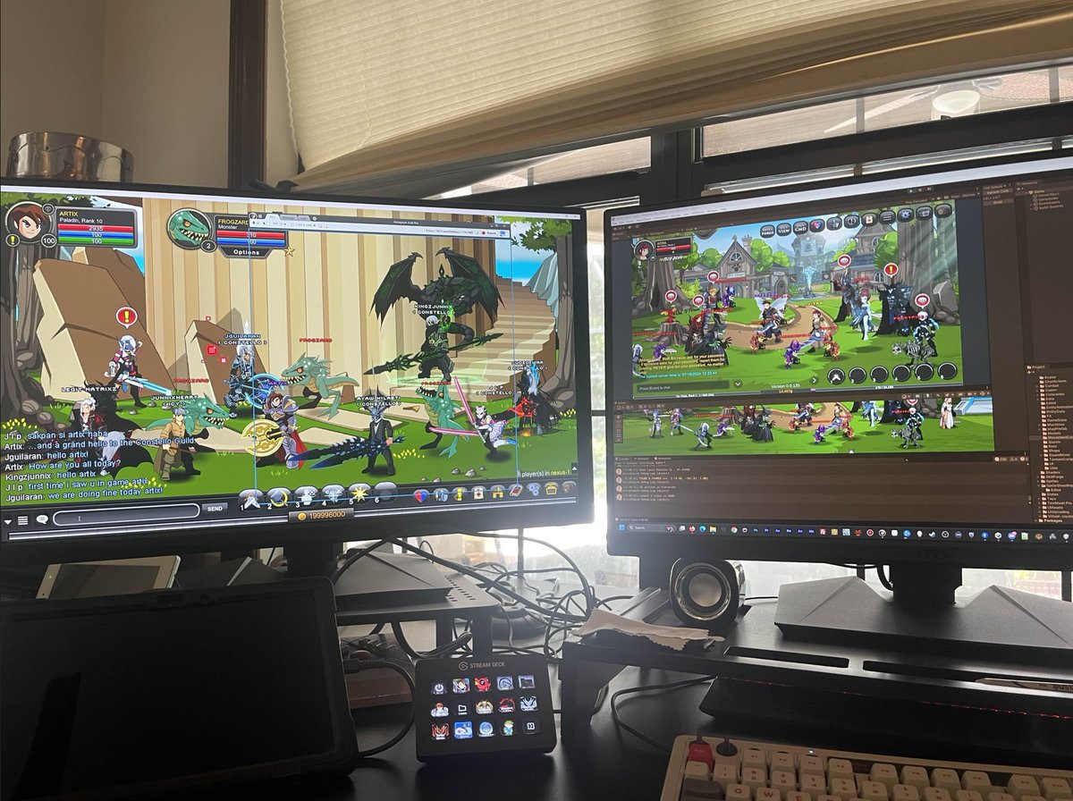 Focusing on combat flow in AQWorlds Infinity today... mostly on the timing of events and animation. Thank you to the awesome players who hang out with me in worlds while I closely compare the two. It warms my heart every time I look at the monitor and see that I am not alone.