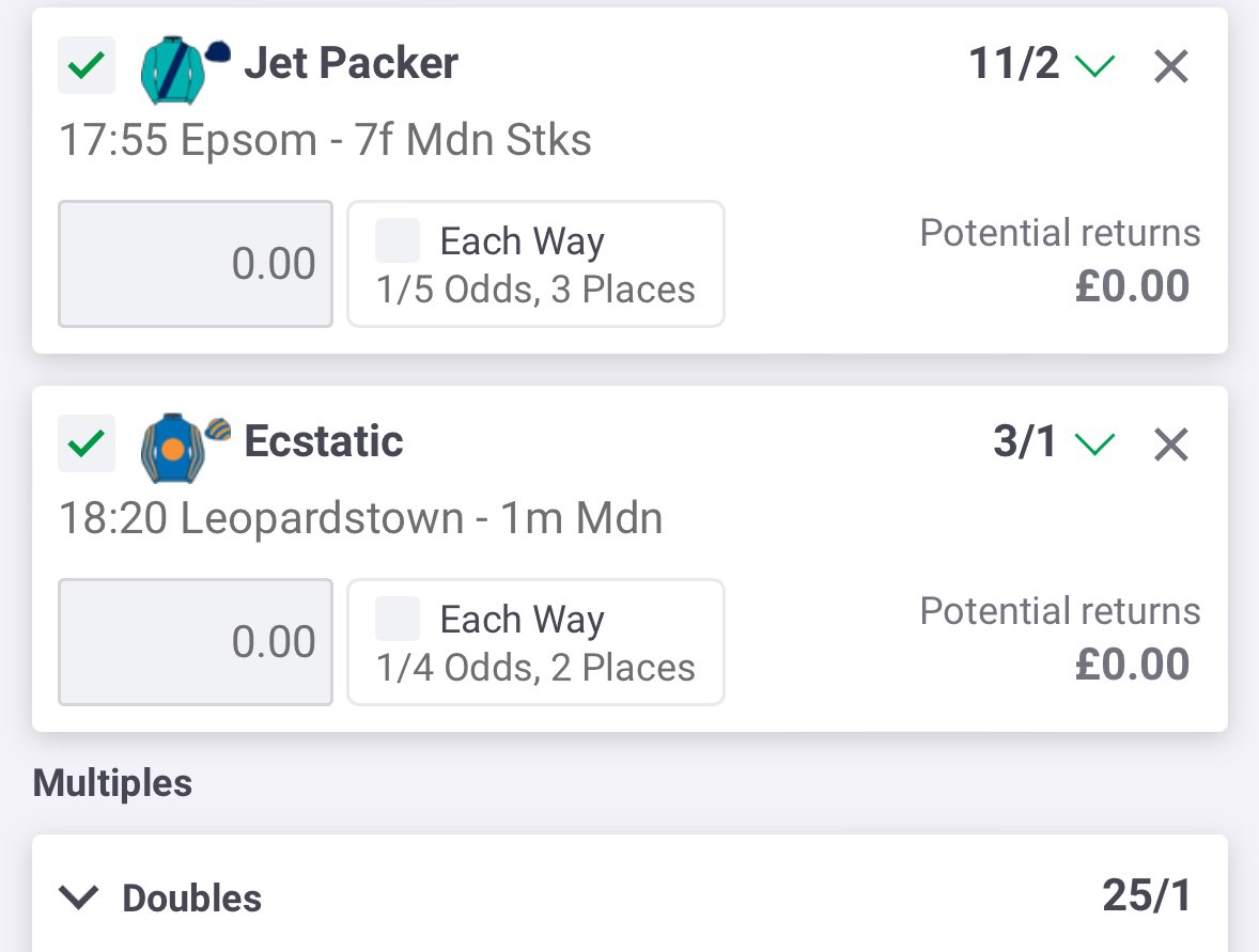 ProProfit_'s tweet photo. 🐎

17:55 Epsom - Jet Packer
18:10 Ecstatic

1u E/W double. https://t.co/wFUSqBS3a1