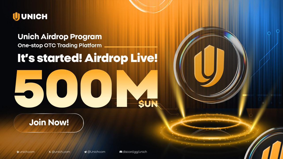 AirdropComic's tweet photo. 🎁 UNICH AIRDROP IS LIVE NOW 🎁

Earn up to 500,000,000 $UN - 50% total supply with Unich - OTC Trading DEX

✅ Go to: https://t.co/721ip2KFkr
✅ Sign up with Google account or your email address
✅ Agree with our T&C, Privacy Policy
✅ Follow Twitter Unich: @unich_com , Like, Share & RT our X Post Airdrop. Tag 3 friends in the comment below 🔽
🎁 Start building your army with 50 FD Points as your first bonus! 

💸 Want to earn more? 
Grab 50 FD Points for each friend who signs up using your referral link. 🤝
Don’t miss it!!

⚠️Please remember: Unich have not released the token yet, so avoid scam links.