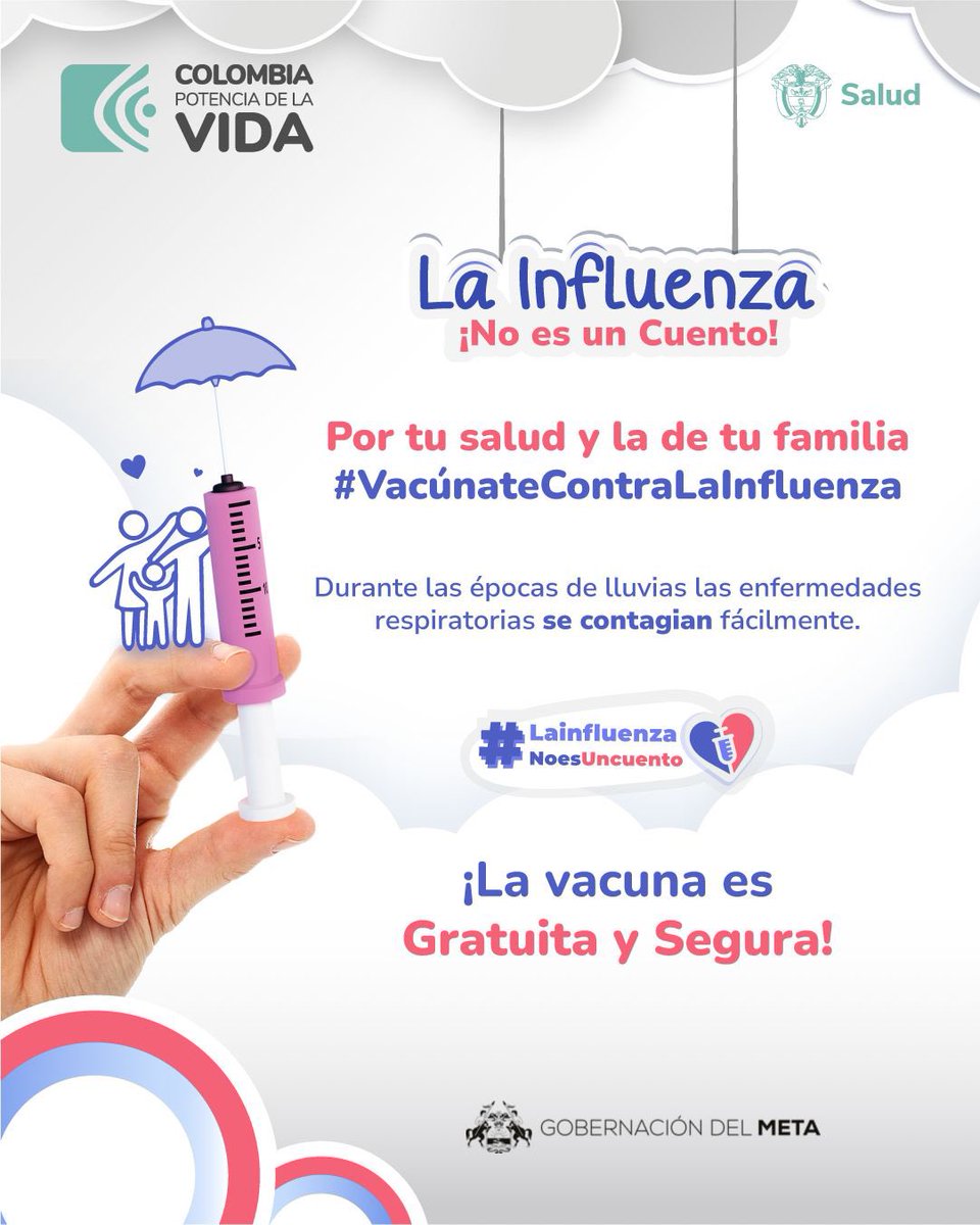 GobMeta's tweet photo. La temporada de influenza está a la vuelta de la esquina, y en el departamento del Meta, queremos invitatarte a priorizar tu salud contra la influenza para prevenir enfermedades graves. 

Recuerda, la influenza ¡no es un cuento! https://t.co/QnPbIyWjgF