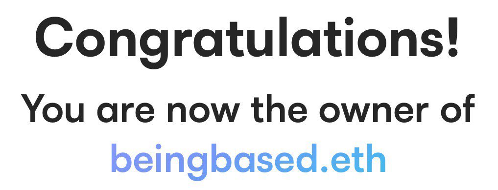 We have successfully acquired the ENS domain - beingbased.eth 

ENS works on <a href="/base/">Base</a>! 

<a href="/ensdomains/">ens.eth</a>
