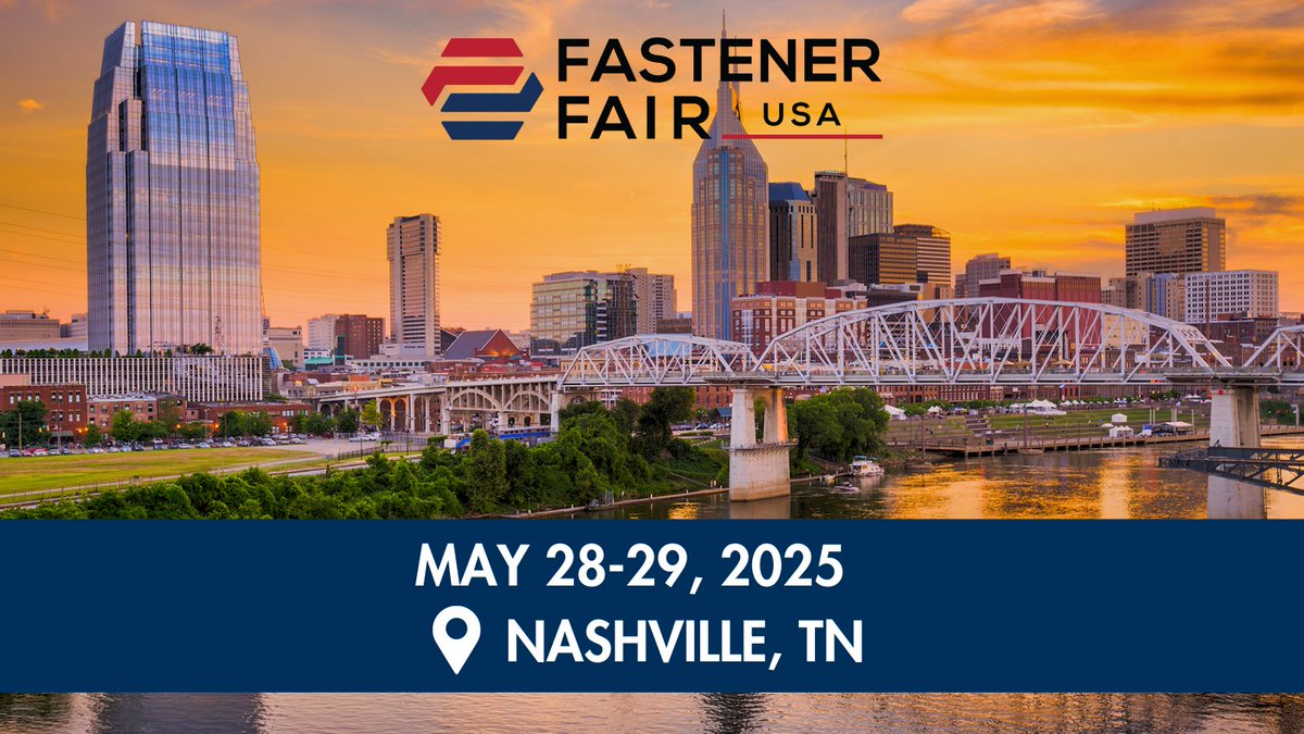 FastenerFairUSA (@fastenerfairusa) on Twitter photo Gear up Nashville, Fastener Fair USA is comin’ to town! 🎸🍴 Taking place May 28-29, 2025 at the Music City Center, Fastener Fair USA 2025 will be an unforgettable experience filled with networking, innovation, and fun. Visit visitmusiccity.com to start planning your visit! Gear up Nashville, Fastener Fair USA is comin’ to town! 🎸🍴 Taking place May 28-29, 2025 at the Music City Center, Fastener Fair USA 2025 will be an unforgettable experience filled with networking, innovation, and fun. Visit visitmusiccity.com to start planning your visit!