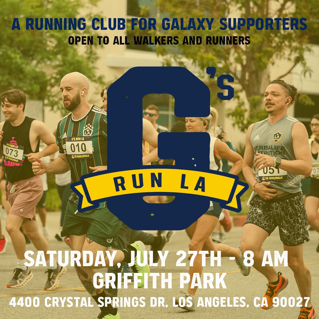 gsrunla's tweet photo. Griffith Park next Saturday, July 27th at 8 AM! We’ll have a few different out and back routes available. Open to all walkers and runners! #LAGalaxy #GsRunLA https://t.co/XXNI5FdNsr