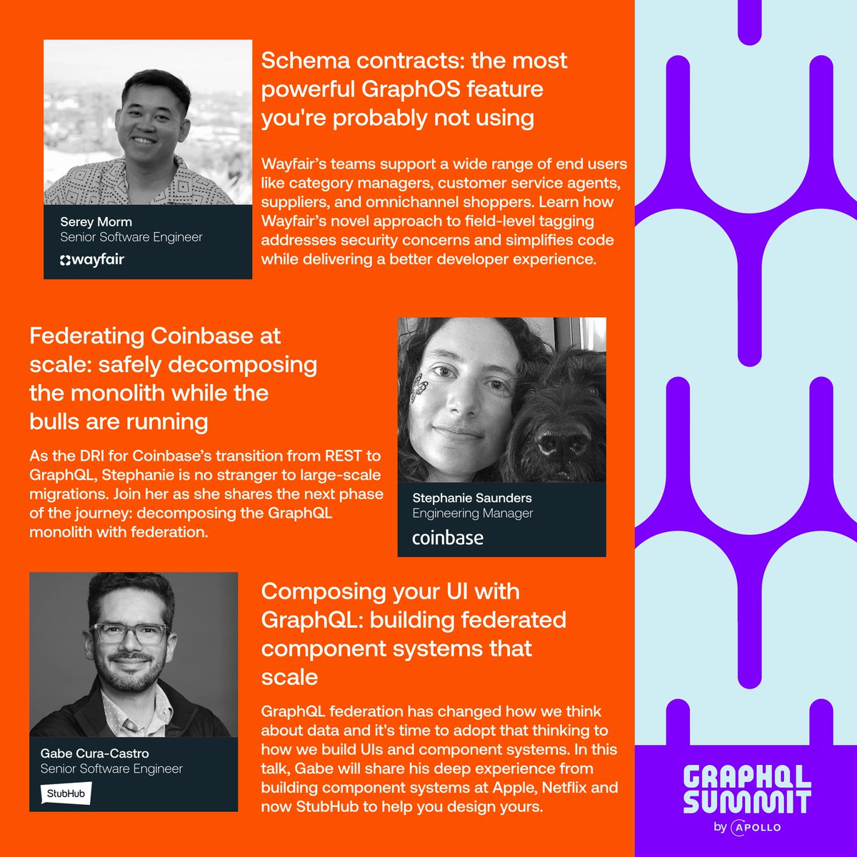 The GraphQL Summit agenda is LIVE!

50 talks
14 workshops
Speakers from <a href="/zillow/">Zillow</a> , <a href="/MarriottIntl/">Marriott International</a>, <a href="/mondaydotcom/">monday.com</a>, <a href="/Wayfair/">Wayfair.com</a>  and more

Register today for #graphqlsummit and start building your schedule! ➡ bit.ly/3W8OdBt