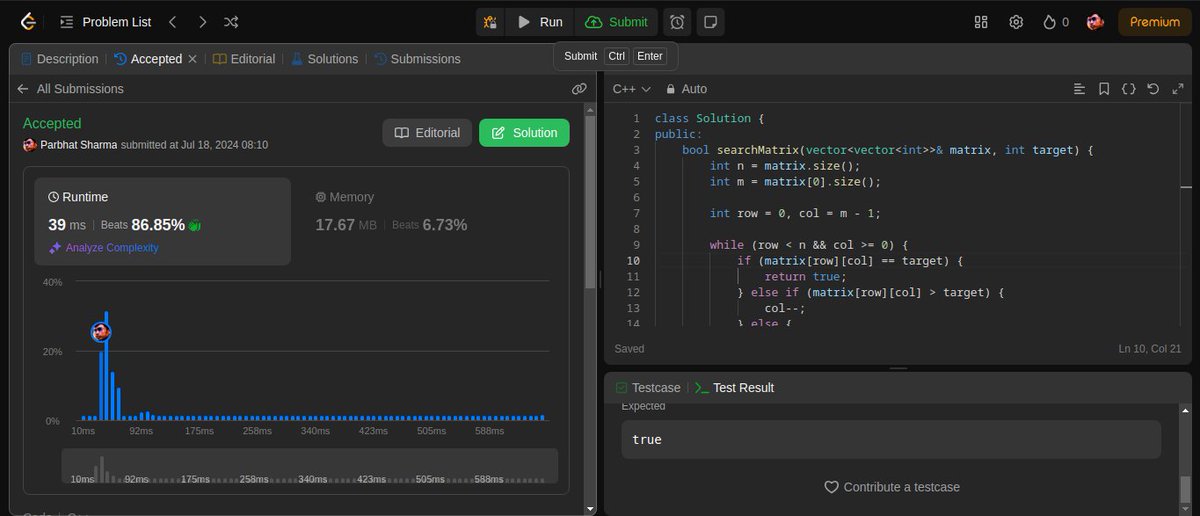 ParbhatSharma29's tweet image. Continuing my DSA journey after a gap of 2 weeks. Completed binary search from @striver_79's A to Z DSA sheet. Tomorrow i will start solving problems on strings.
#learninpublic #leetcode #dsa #cpp