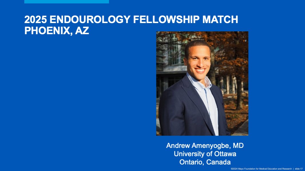 MayoUrology's tweet photo. Another Congratulations to our 2025 Endourology and Minimally Invasive Urological Surgery fellowship match  in Phoenix, AZ!  @cystopapi will join us following residency @uOttawa! 
#EndouroMatch https://t.co/KyWAlW1MNd