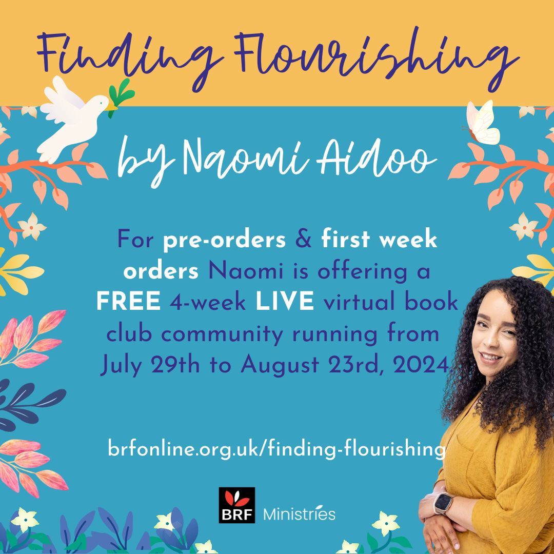 Don't forget that Finding Flourishing by <a href="/naomiaidoo_/">Naomi Aidoo</a> is out tomorrow! Go to brfonline.org.uk/finding-flouri… to order your copy. Naomi is also offering a FREE 4 week LIVE virtual book club community based on her book to those who have pre-ordered and first week purchasers!