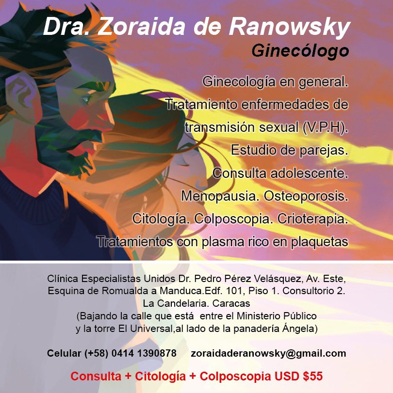 R3DON3's tweet photo. La mejor ginecólogo de #caracas la Dra Zoraida de Ranowsky!!!
Pide tu consulta al cel. 04141390878
#ginecologo
#ginecologia
#vph
#menopausia
#plasma
#citologia
#enfermedades
#transmisionsexual
#crioterapia https://t.co/9nVBOuCA2L