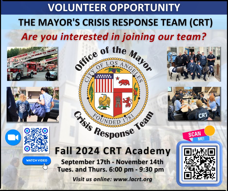LA_MayorCRT's tweet photo. Are you a compassionate Angeleno wanting to make a difference in your community? Join our team!
CRT is committed to providing resources &amp; support on scene to survivors of crime + crisis in the City of LA. Visit: https://t.co/4By7GyslKo https://t.co/4evFTBGBRD