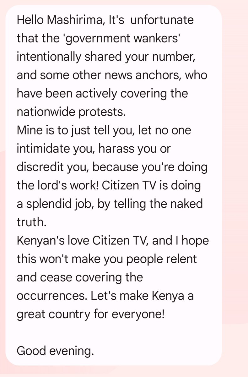 MKapombe's tweet photo. I don't think this is what they expected... Thank you for all the kind and warm messages. You all give me hope that Kenya will triumph and we are better together; known &amp; unknown, rich or poor, Gen Z, Millennial, Gen X. God bless you ❤️ and our great country 🇰🇪 https://t.co/9IZHF2HVXF