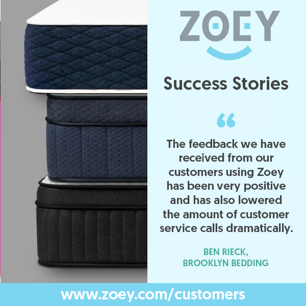 ZoeyCommerce's tweet photo. Brooklyn Bedding found Zoey not only helped with capturing sales, but also made it easier to support their customers. Check out more of our customers here:

https://t.co/xj9go5VAOq https://t.co/SZFckmLtrt