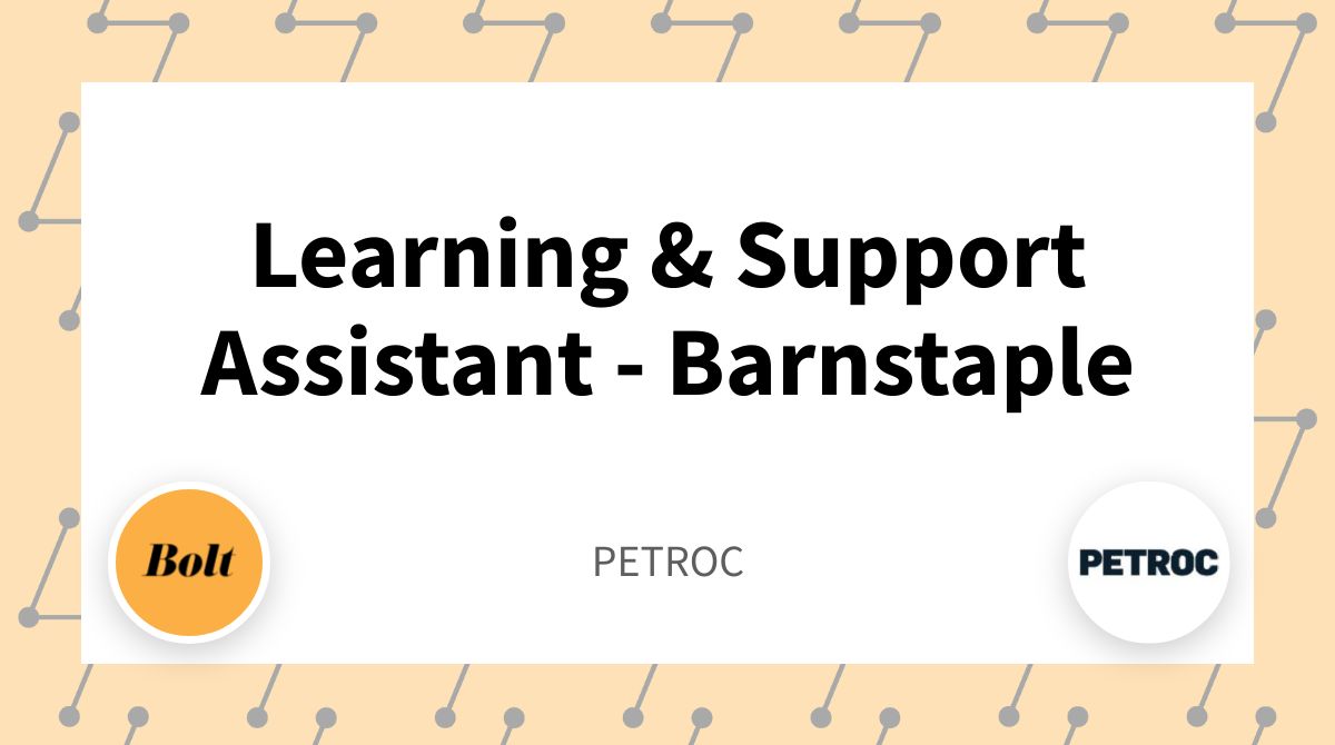 Now hiring! Learning &amp; Support Assistant - Barnstaple at PETROC - 📍Devon  - Apply on our website or browse through 1,000s of FE, Skills &amp; Learning jobs hiring right now 🙌buff.ly/3WtvodV